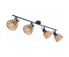 Plafonnier spot plafond salle à manger plafonniers maille bambou en bois avec spots orientables,