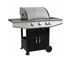 FAVEX - Barbecue Tarnos - 4 Feux à Gaz - dont 1 brûleur latéral - Grille + plaque de cuisson - 16,4
