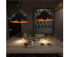 Asupermall - 2 pcs Plafonniers Noir et dore Semi-spherique 40 cm E27