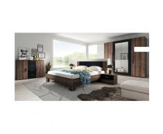 Chambre complète VERA 160x200 cm, Cognac - ARMOIRE: avec armoire - Noir