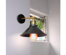 Applique Murale Métal Fer 260mm E27 Noir , Lampe Rétro Industrielle Eclairage Suspension Plafonnier