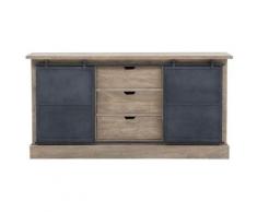 Made In Meubles - Buffet métal et bois 2 portes coulissantes - Manguier