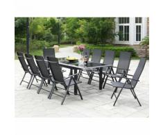 Ravenne 10. Salon de jardin en aluminium 10 places gris