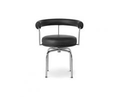 Chaise pivotante LC7 style Le Corbusier - Cuir Premium Noir