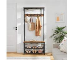 Songmics - VASAGLE Vestiaire au style rustique, Meuble d’entrée, avec Étagère à chaussures, Banc et