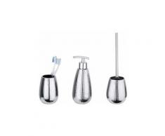 Set Accessoires Salle de Bain, Distributeur Savon Liquide, Porte Brosse à Dent, Brosse WC,
