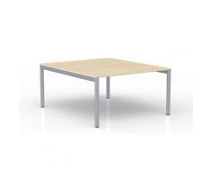 EOL | Table de réunion 165 x 140 cm | Plateaux chêne clair | Piétement gris aluminium - Chêne