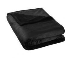 Plaid Canapé en Polaire 220 cm x 240 cm Noir + Sac de Rangement