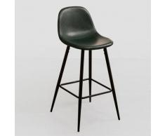 Sklum - Tabouret haut en similicuir Glamm Simili cuir - Acier Noir Vert Jungle - ↑75 cm Noir Vert