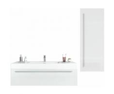 Meuble de salle de bain Garcia 120 cm Blanc brillant - Élément bas Élément haut Élément lavabo