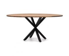 Table Salle a Manger Ovale Pied étoile 160x100cm Noir-Bois Vieillie