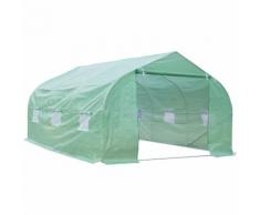 Serre tunnel de jardin 4,5 x 3 x 2 m grande taille 6 fenêtres vert