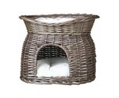 Trixie - Panier osier avec lit au dessus, 54 × 43 × 37 cm, gris