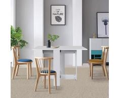 Table Pliante avec 2 Abattants, en Panneaux de Particules Melaminés, 103/67/28x76x73,4 (LxPxA) Blanc