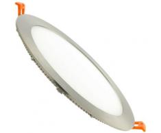 Spot Encastrable Dalle LED Ronde Extra-Plate 15W Argentée Downlight Panel Blanc Froid 6000K - 6500K