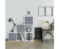 Mondeer - Bibliothèque Étagère Escalier à 6 Compartiments - Meuble de Rangement avec 3 Boîtes