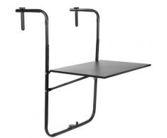 Primematik - Table pliante en métal pour balcon 60x40cm noir
