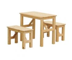 Timbela - M014 Ensemble Table et Chaise Enfant en bois- Table pour Enfant avec 2 Chaises 60x36xH51
