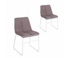 x2 Chaise rembourrée revêtue tissu couleur tourterelle déco maison GAIA 11449