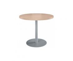 Sans Marque - Table de réunion ronde chêne clair Ø 100 cm - piétement aluminium - Arch - Maxiburo