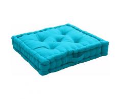 Coussin de Sol 50 x 50 x 10 cm LOLA 100% coton - BLEU TURQUOISE