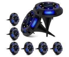 Lumière Solaire Extérieur, 8 pack 8LED Luminaire Jardin Au Sol Eclairage IP67 Lampe Solaire Spot