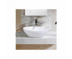 COSTWAY Vasque à Poser Lavabo Ovale en Céramique avec Design Moderne pour Salle de