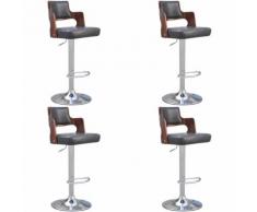 Tabourets de bar 4 pcs avec cadre en bois Cuir synthétique Noir