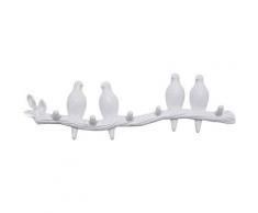 Patères Résine Oiseaux Décoratifs sur Branche d'arbre Décor Mural Porte-Manteau Art Décor Cintre