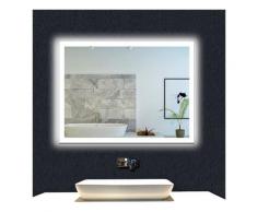 OCEAN Miroir de salle de bain 80x60cm anti-buée miroir mural avec éclairage LED modèle Carré 4.0