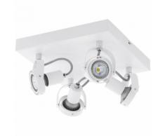 Plafonnier LED, blanc, spots mobiles, L 27 cm, NOVORIO