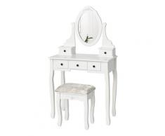 ®Coiffeuses avec Tabouret, Miroir avec et 5 Tiroirs,pour Chambre ou Dressing - Jeobest