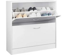 BAMNY Étagère à chaussures en bois 2 étagères Rangement à chaussures mobile 80 × 23,5 × 80cm