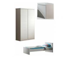 Pack - Lit Enfant, Chevet & Armoire lara 90x200cm Blanc - Paris Prix