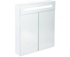 Armoire de toilette à LED, Meuble salle de bains, 2 portes, Placard mural miroir, HLP 67 x 60 x 12