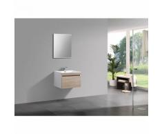 Ensemble salle de bain Easy 600 blanc - façade couleur chêne clair - en option miroir, armoire de