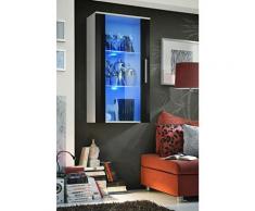 Vitrine murale à suspendre - Neo II - 60 cm x 110 cm x 29 cm - Blanc et noir - Livraison gratuite