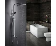 Set Colonne de douche avec douchette Apparent Mitigeur Douche Salle de Bain Laiton Chromé (Sans