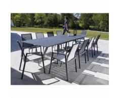 Salon de jardin design gris 8 fauteuils Malouine