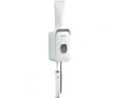 Presse-dentifrice automatique sans perforation, avec porte-brosse a dents multifonction gris