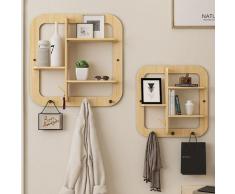 Étagère Murale en Bois Bambou - Étagère de rangement pour entrée salon couloir salle de bain avec 4