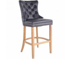 Tabouret de bar Taipeh cuir véritable noir Antique clair