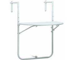 Hommoo Table de balcon Blanc 60x64x83,5 cm Plastique Aspect de rotin HDV30270