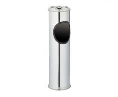 Cendrier sur pied avec poubelle Inox 52,5cm Ø 13, 5 cm amovible entrée bureau, gris argenté