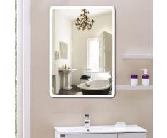 ® Miroir de salle de bain LED angle arrondi 80*60CM*4mm design moderne - Sifree