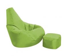 Pouf à Dossier Haut et Repose-pieds Assorti, Pouf Spécial Gamer - Vert Citron - Poufs d’intérieur