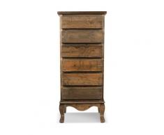 Chiffonnier 6 Tiroirs Bois Nu 45.5x36x108cm - Décorations d'Autrefois - Marron