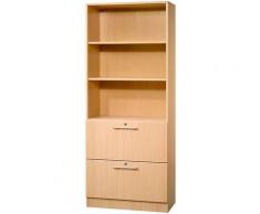 Certeo - FINO Rayonnage mixte - 2 tablettes et 2 tiroirs pour dossiers suspendus - façon hêtre |