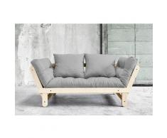 Banquette méridienne futon BEAT pin naturel tissu gray couchage 75*200 cm. - gris