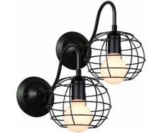 2pcs Applique Murale Industrielle Lampe Abat-jour Ronde E27 18cm pour Chambre Salon Couloir Loft